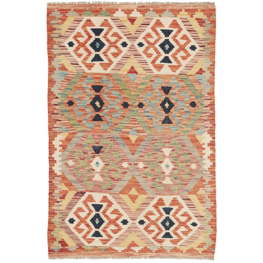 Tappeto Kilim Afghanistan marrone grigio 83x124 Tappeto Kilim Afghanistan marrone grigio 83x124