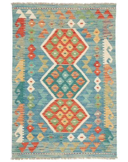 Tappeto Kilim Afghanistan azzurro verde 81x120