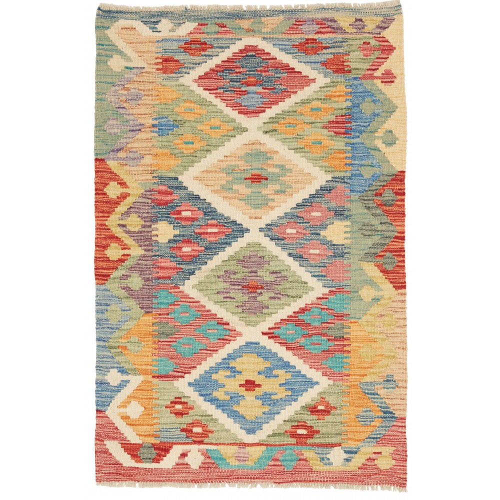 Tappeto Kilim Afghanistan marrone azzurro 79x119 Tappeto Kilim Afghanistan marrone azzurro 79x119