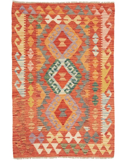 Tappeto Kilim Afghanistan arancione giallo 88x132