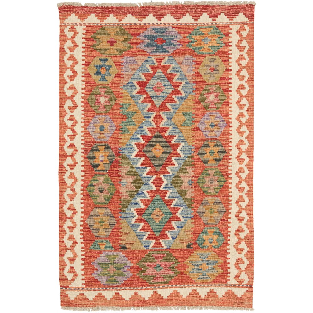 Tappeto Kilim Afghanistan marrone giallo 80x123 Tappeto Kilim Afghanistan marrone giallo 80x123