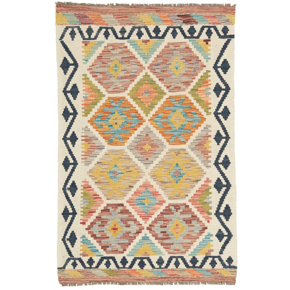 Tappeto Kilim Afghanistan marrone grigio 80x124 Tappeto Kilim Afghanistan marrone grigio 80x124