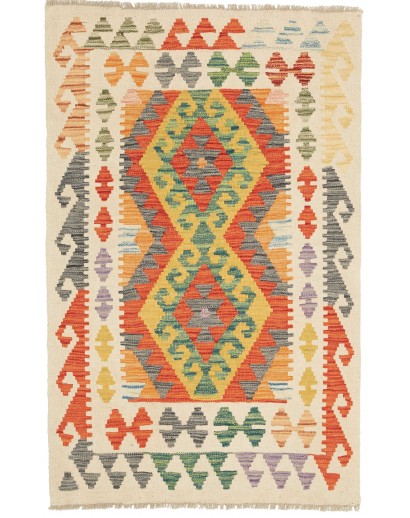 Tappeto Kilim Afghanistan giallo arancione 81x128