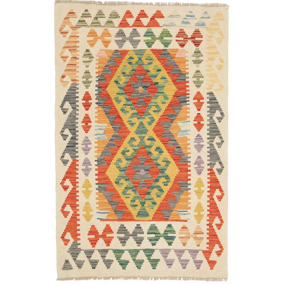 Tappeto Kilim Afghanistan giallo arancione 81x128 Tappeto Kilim Afghanistan giallo arancione 81x128