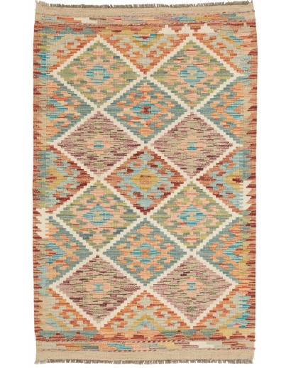 Tappeto Kilim Afghanistan marrone azzurro 80x127