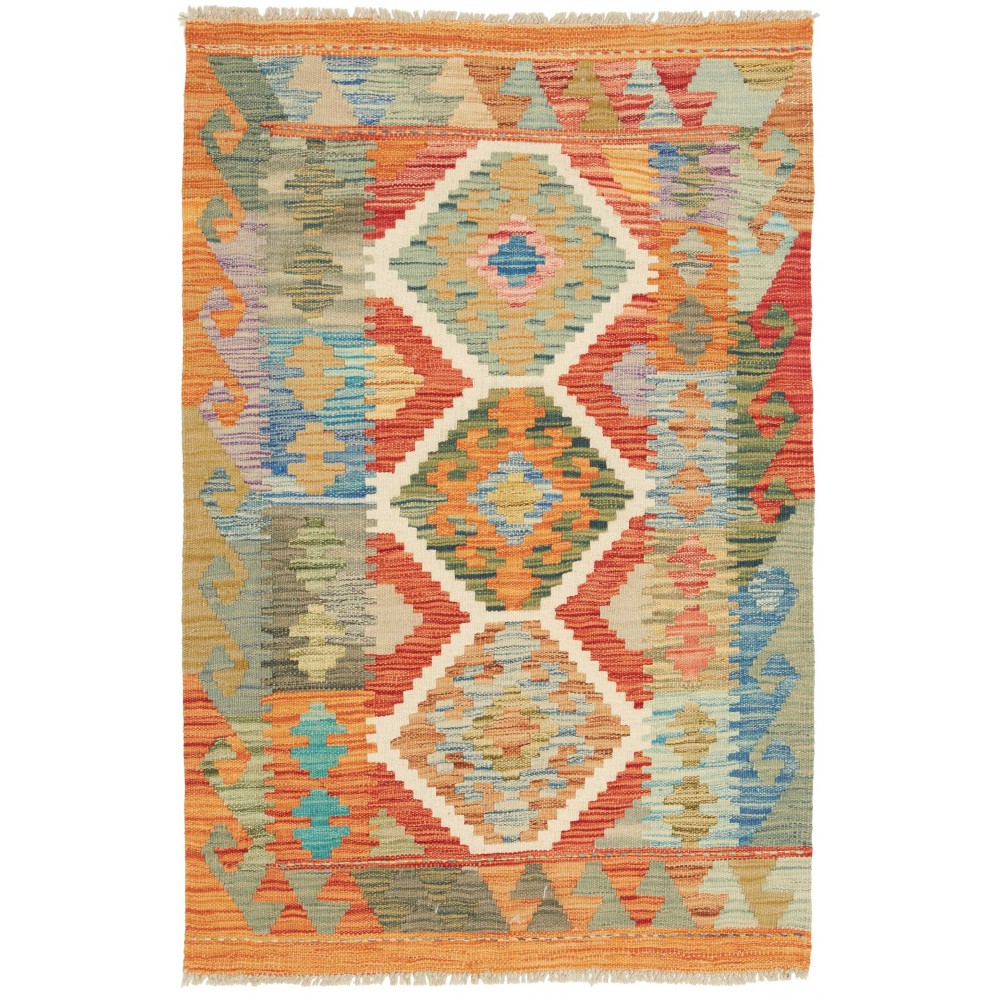 Tappeto Kilim Afghanistan marrone bianco 82x122