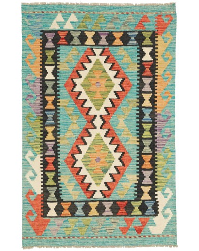 Tappeto Kilim Afghanistan azzurro marrone 78x124