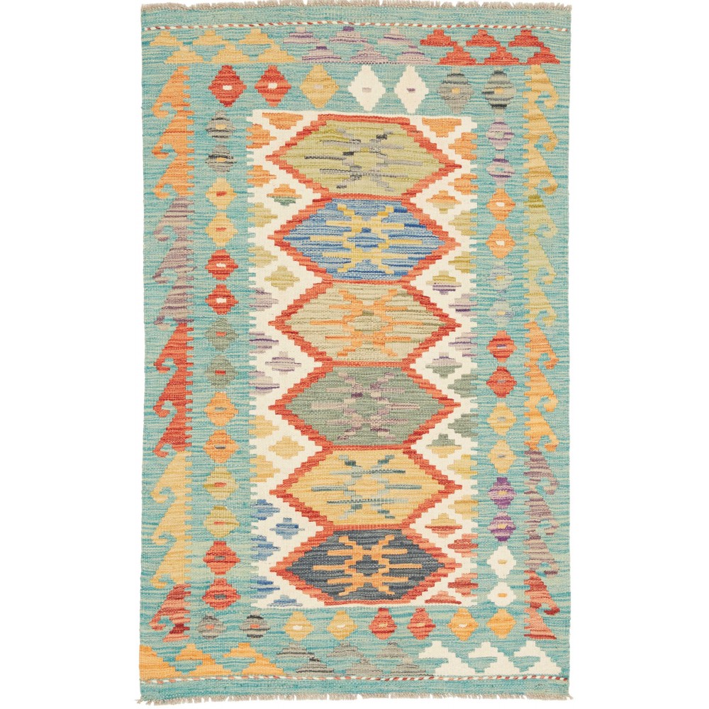 Tappeto Kilim Afghanistan marrone bianco 77x124 Tappeto Kilim Afghanistan marrone bianco 77x124