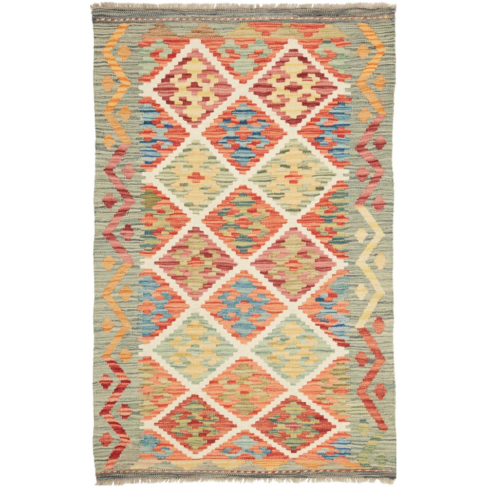 Tappeto Kilim Afghanistan marrone grigio 84x133 Tappeto Kilim Afghanistan marrone grigio 84x133