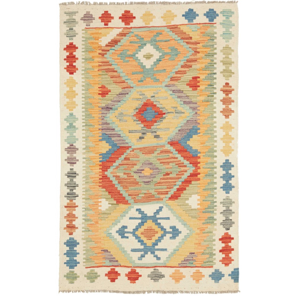 Tappeto Kilim Afghanistan marrone grigio 78x125 Tappeto Kilim Afghanistan marrone grigio 78x125