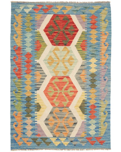 Tappeto Kilim Afghanistan marrone azzurro 84x127