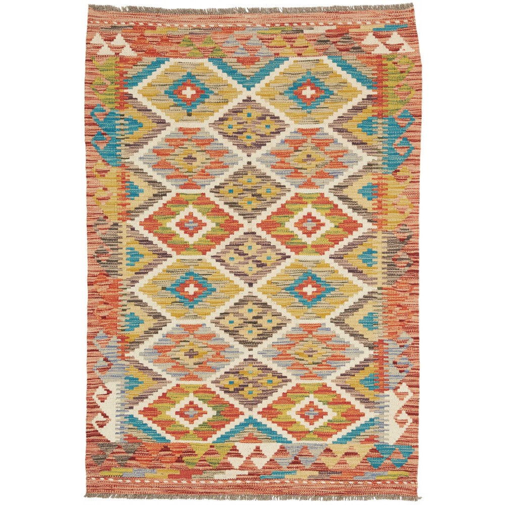 Tappeto Kilim Afghanistan marrone blu 84x124 Tappeto Kilim Afghanistan marrone blu 84x124