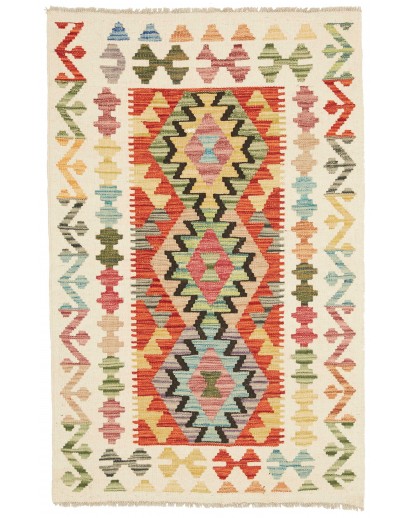 Tappeto Kilim Afghanistan giallo verde 84x130