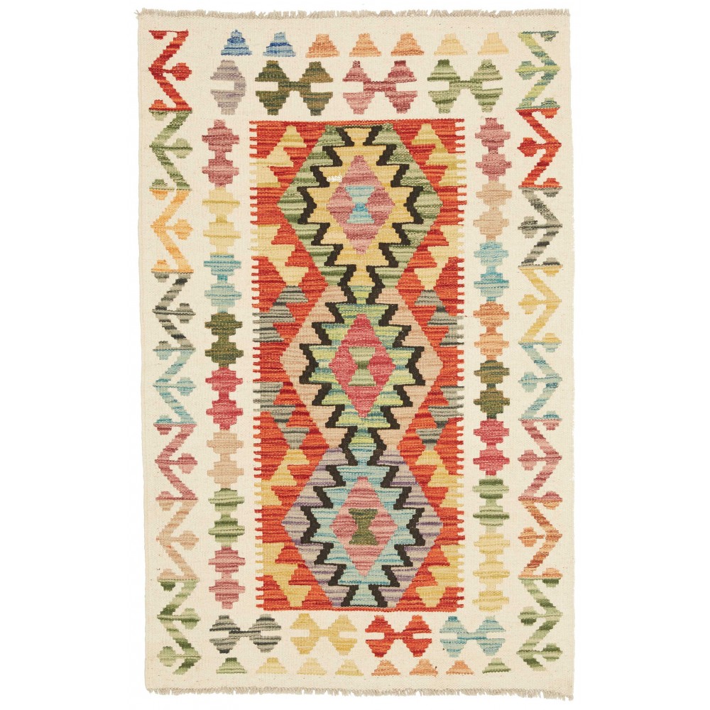 Tappeto Kilim Afghanistan giallo verde 84x130 Tappeto Kilim Afghanistan giallo verde 84x130
