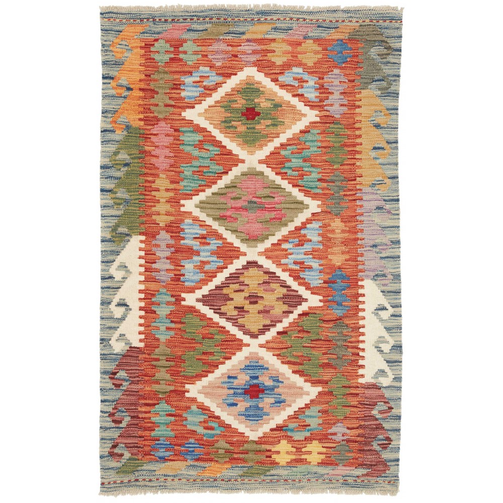 Tappeto Kilim Afghanistan marrone grigio 82x131 Tappeto Kilim Afghanistan marrone grigio 82x131