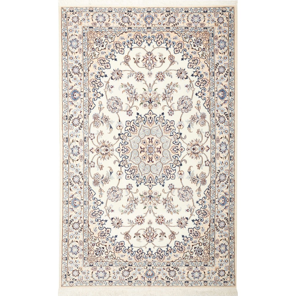 Tappeto Nain 9La Persia bianco grigio 130x206 Tappeto Nain 9La Persia bianco grigio 130x206