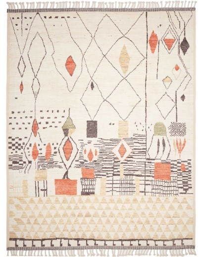 Tappeto Gabbeh Marrakech Pakistan bianco azzurro 283x367