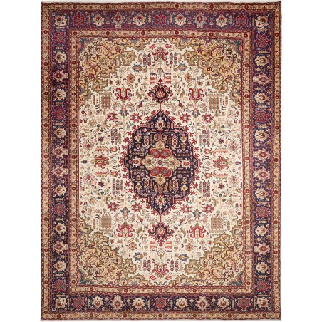 Tappeto Tabriz Persia beige grigio 301x397