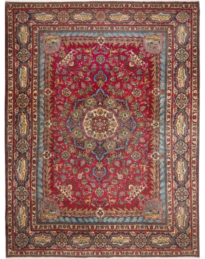Tappeto Tabriz Persia marrone giallo 302x398
