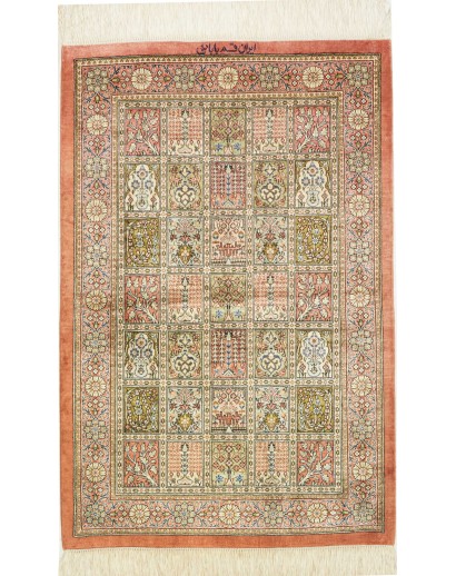Tappeto Ghom seta Persia marrone 60x86
