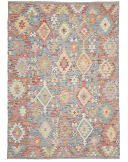 Tappeto Kilim Afghanistan azzurro bianco 172x240