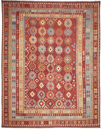 Tappeto Kilim Afghanistan rosso marrone 312x402