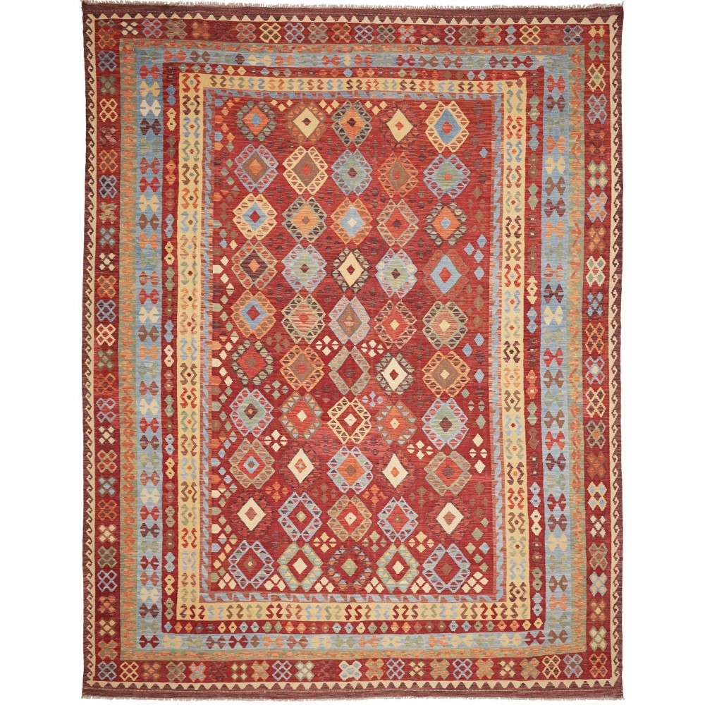Tappeto Kilim Afghanistan rosso marrone 312x402 Tappeto Kilim Afghanistan rosso marrone 312x402