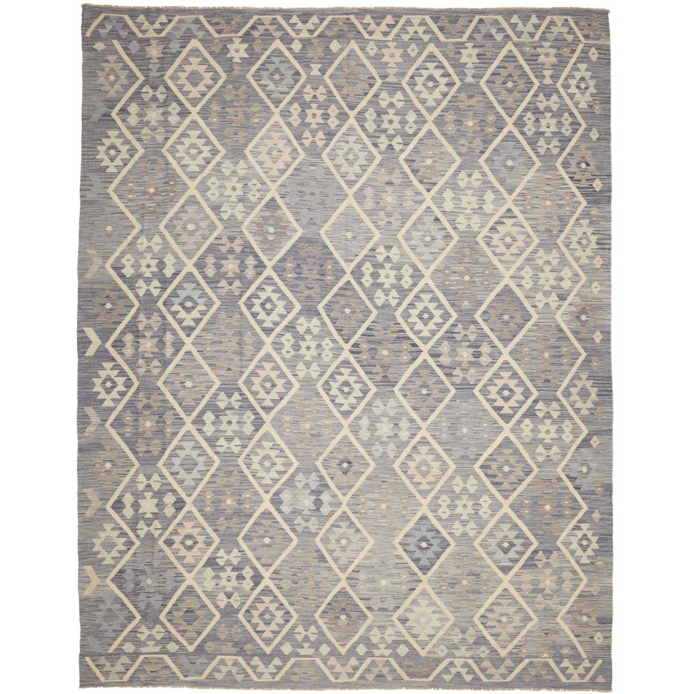 Tappeto Kilim Afghanistan azzurro bianco 258x339 Tappeto Kilim Afghanistan azzurro bianco 258x339