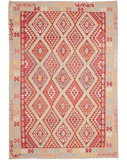 Tappeto Kilim Afghanistan marrone rosso 206x298