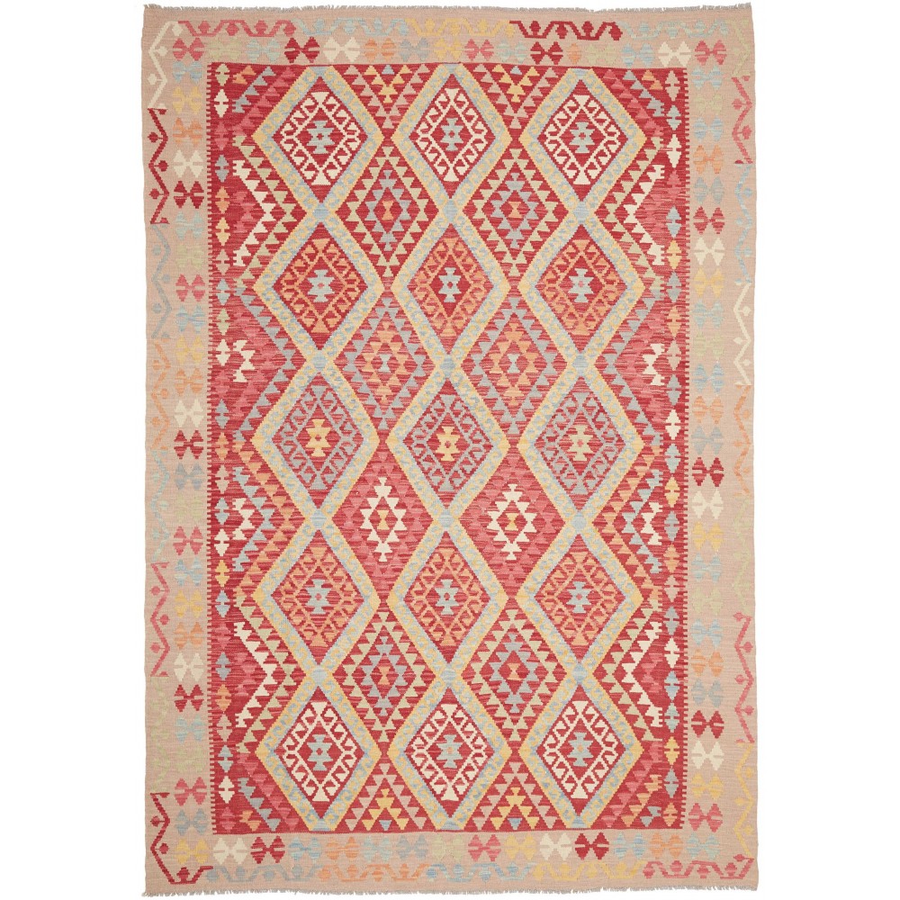 Tappeto Kilim Afghanistan marrone rosso 206x298