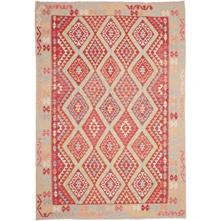 Tappeto Kilim Afghanistan marrone rosso 206x298