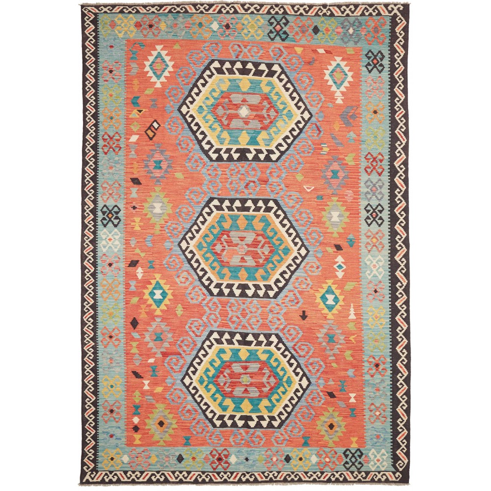 Tappeto Kilim Afghanistan marrone grigio 208x308