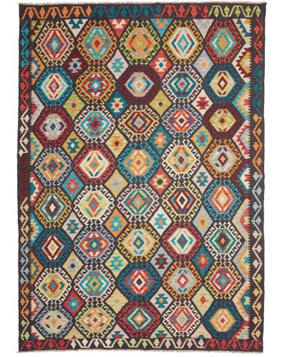 Tappeto Kilim Afghanistan marrone grigio 205x297