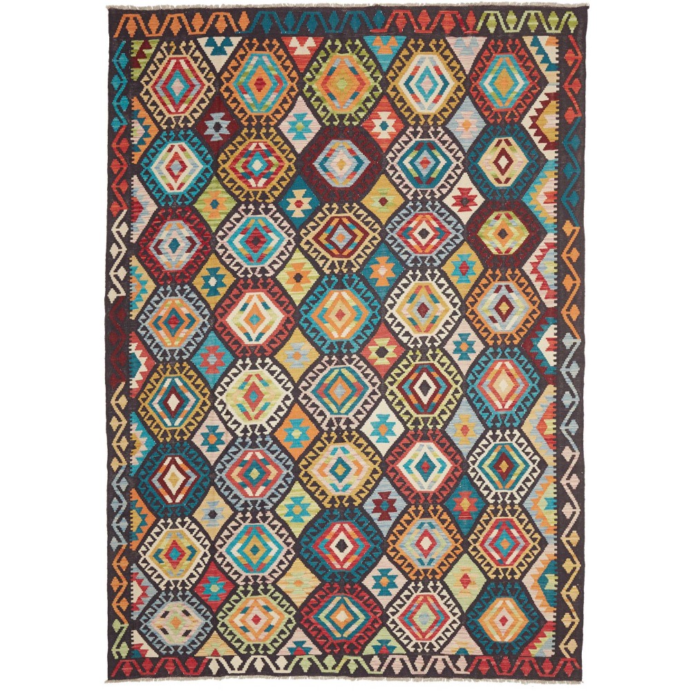 Tappeto Kilim Afghanistan marrone grigio 205x297