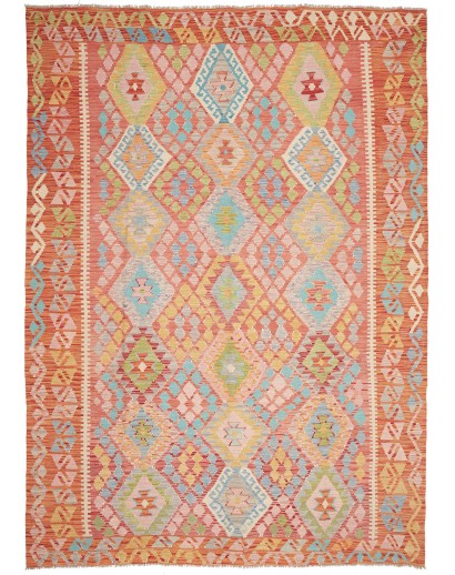 Tappeto Kilim Afghanistan marrone rosso 204x288