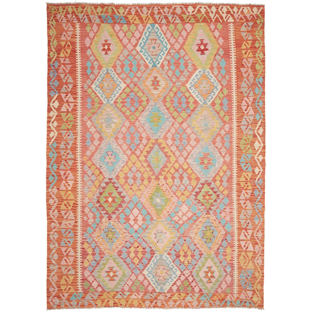 Tappeto Kilim Afghanistan marrone rosso 204x288