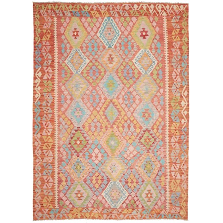 Tappeto Kilim Afghanistan marrone rosso 204x288