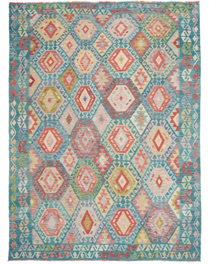 Tappeto Kilim Afghanistan azzurro grigio 218x295