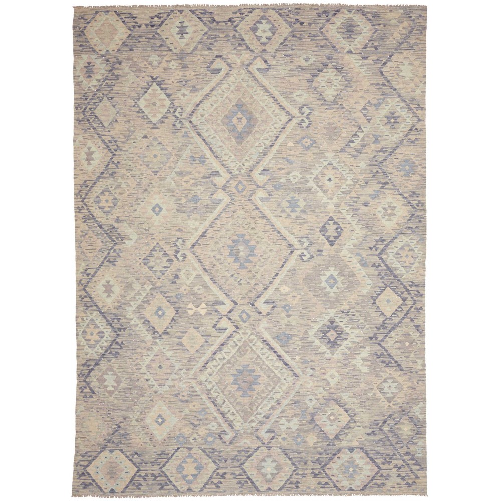 Tappeto Kilim Afghanistan azzurro bianco 211x294 Tappeto Kilim Afghanistan azzurro bianco 211x294