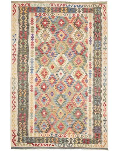 Tappeto Kilim Afghanistan marrone giallo 200x302