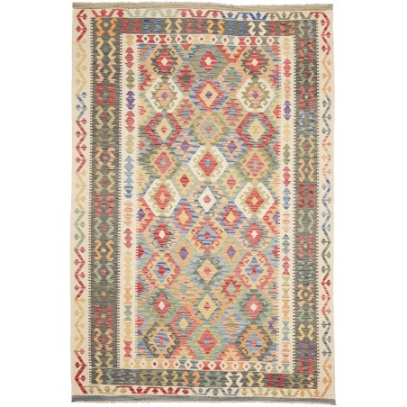 Tappeto Kilim Afghanistan marrone giallo 200x302