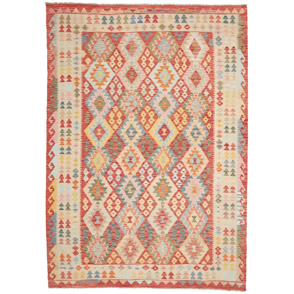 Tappeto Kilim Afghanistan marrone giallo 209x292 Tappeto Kilim Afghanistan marrone giallo 209x292