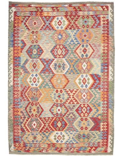 Tappeto Kilim Afghanistan marrone azzurro 207x292