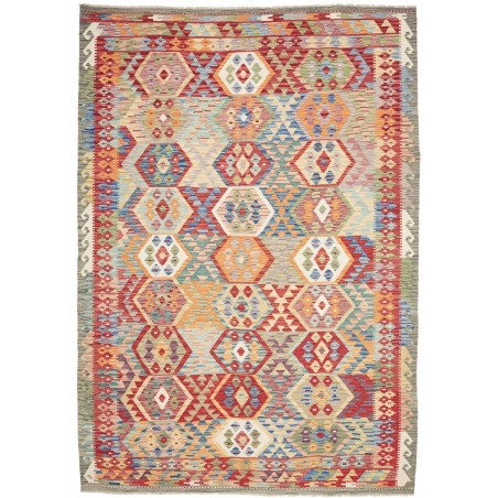 Tappeto Kilim Afghanistan marrone azzurro 207x292