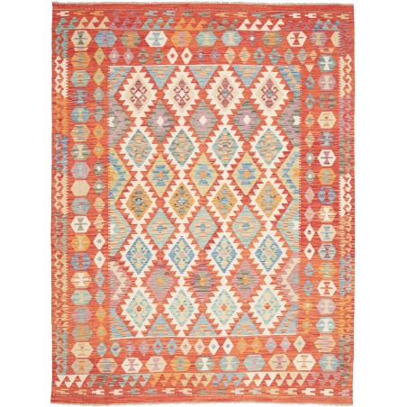 Tappeto Kilim Afghanistan arancione rosso 198x259