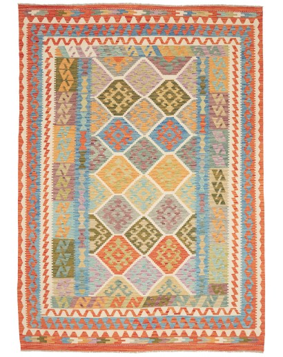 Tappeto Kilim Afghanistan marrone azzurro 200x285