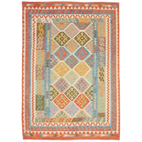 Tappeto Kilim Afghanistan marrone azzurro 200x285