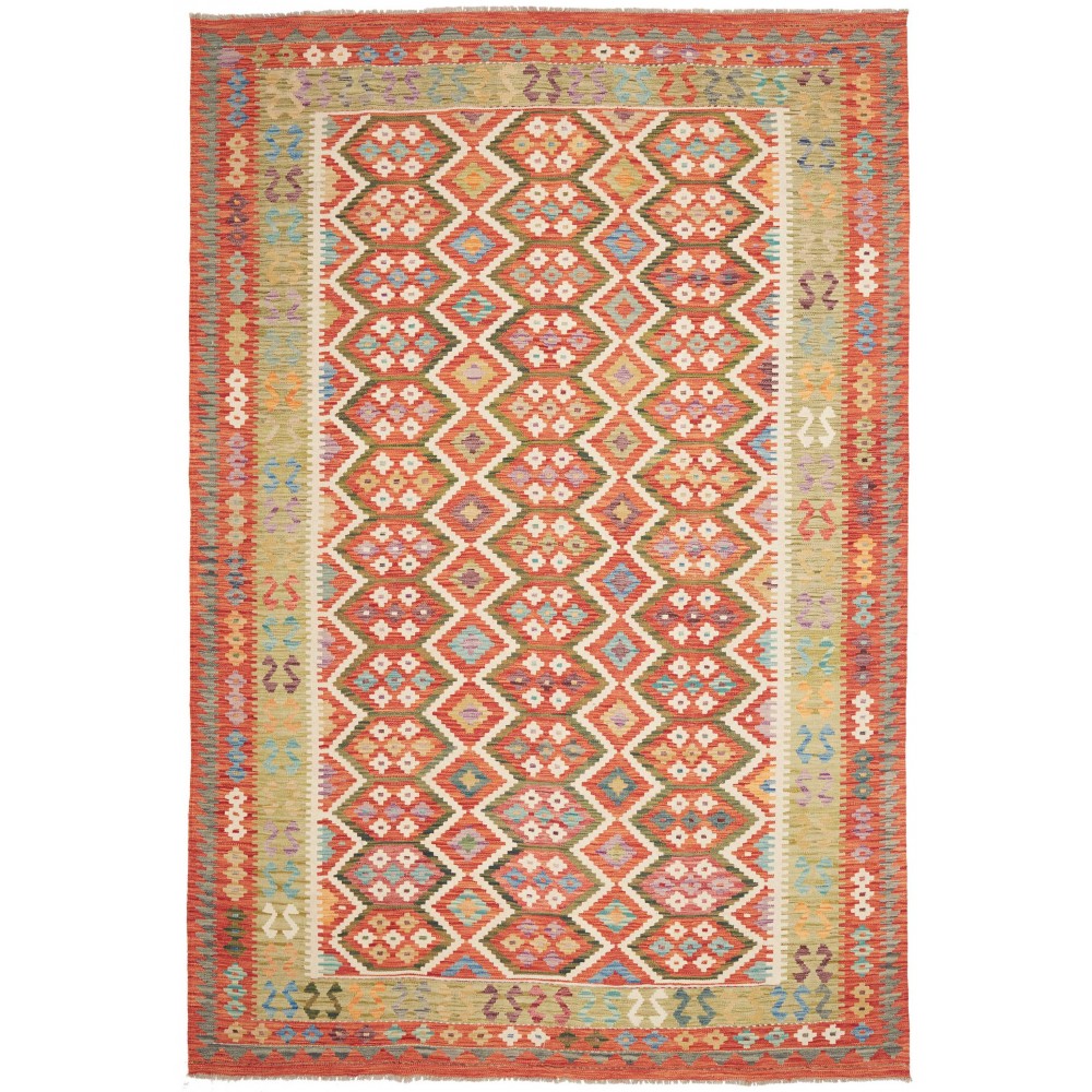 Tappeto Kilim Afghanistan marrone arancione 206x305