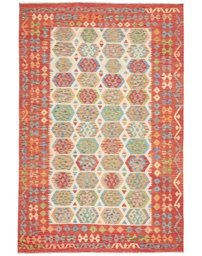 Tappeto Kilim Afghanistan marrone azzurro 202x308