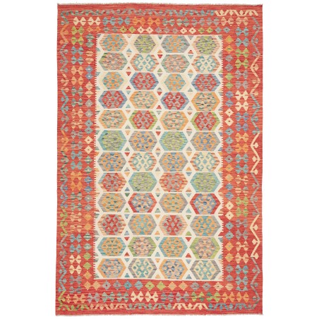 Tappeto Kilim Afghanistan marrone azzurro 202x308